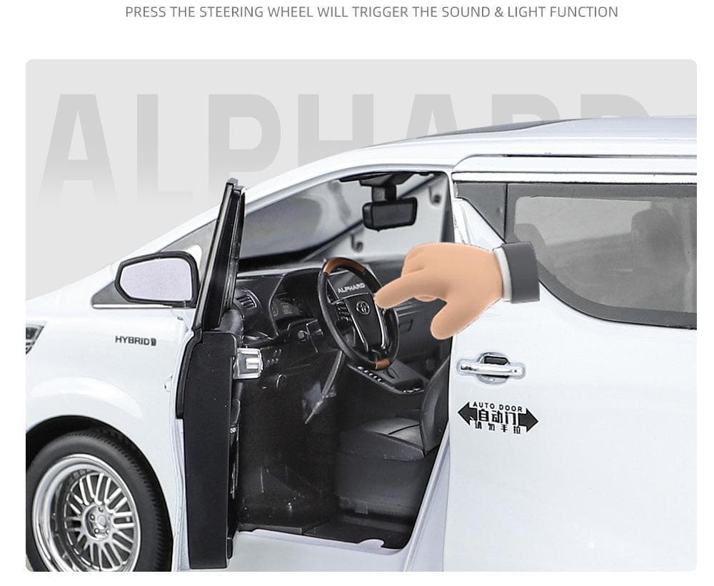 1/18 トヨタ アルファード 全開閉 ホワイト ライト 海外 ライセンス品