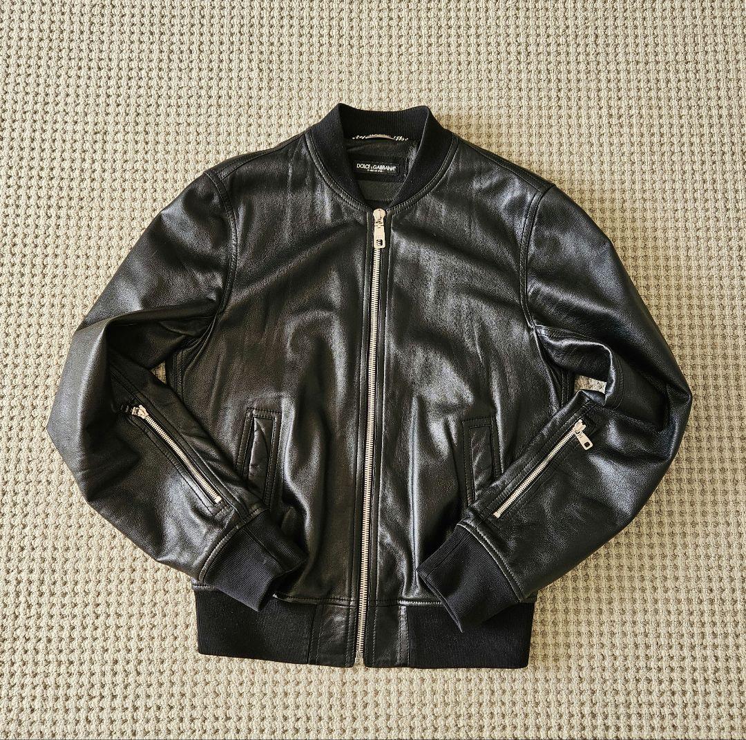 DOLCE&GABBANA ジップアップレザー ボンバージャケット 48