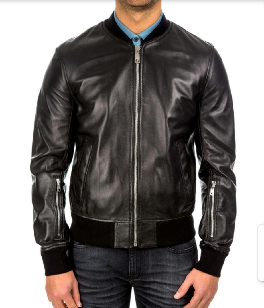 DOLCE&GABBANA ジップアップレザー ボンバージャケット 48