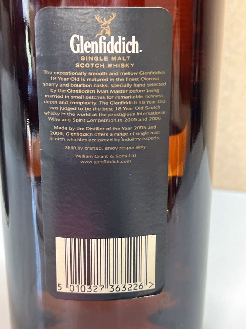 Glenfiddich 18年 シングルモルトウイスキー1.0 Litre未開封