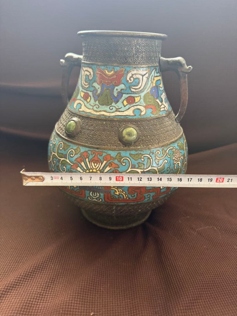 中国古美術　花瓶　古銅製　アンティーク　骨董品