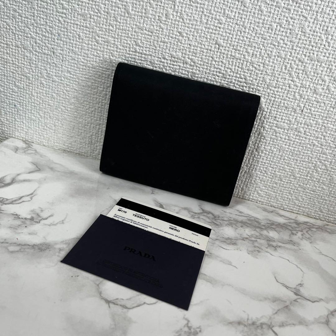美品 PRADA プラダ テスート サフィアーノ レザー ミニ財布 三つ折り財布