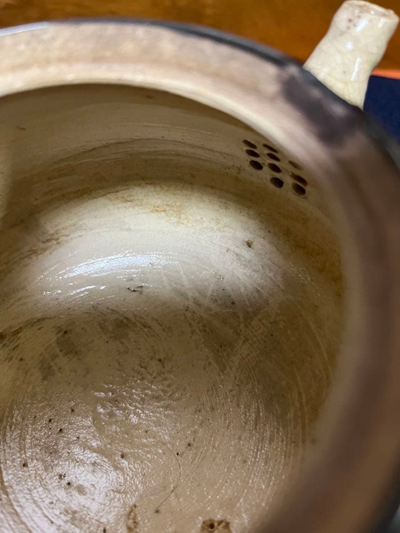 骨董　急須　煎茶道具　貫入　かに彫刻　アンティーク急須