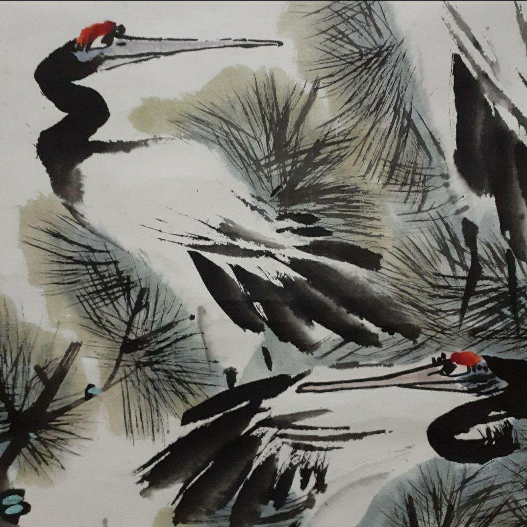 掛け軸/松鶴3羽