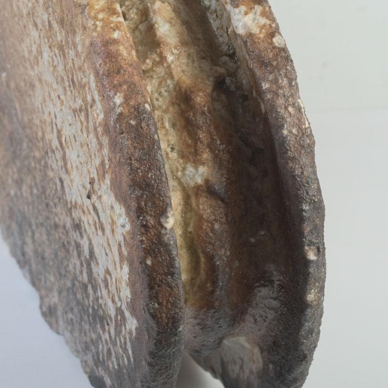 茶道具　信楽焼　奥田英山作　扁壷　花入　共布共箱　N　9811A