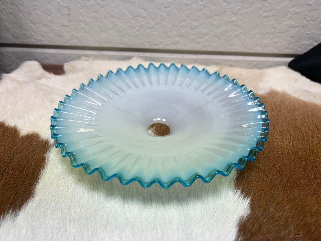 乳白 青色 色硝子 電傘 電笠 シェードランプ 氷コップ アンティーク