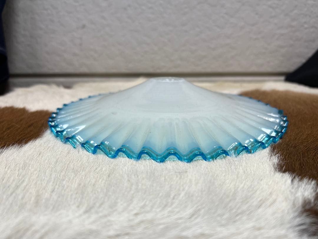 乳白 青色 色硝子 電傘 電笠 シェードランプ 氷コップ アンティーク