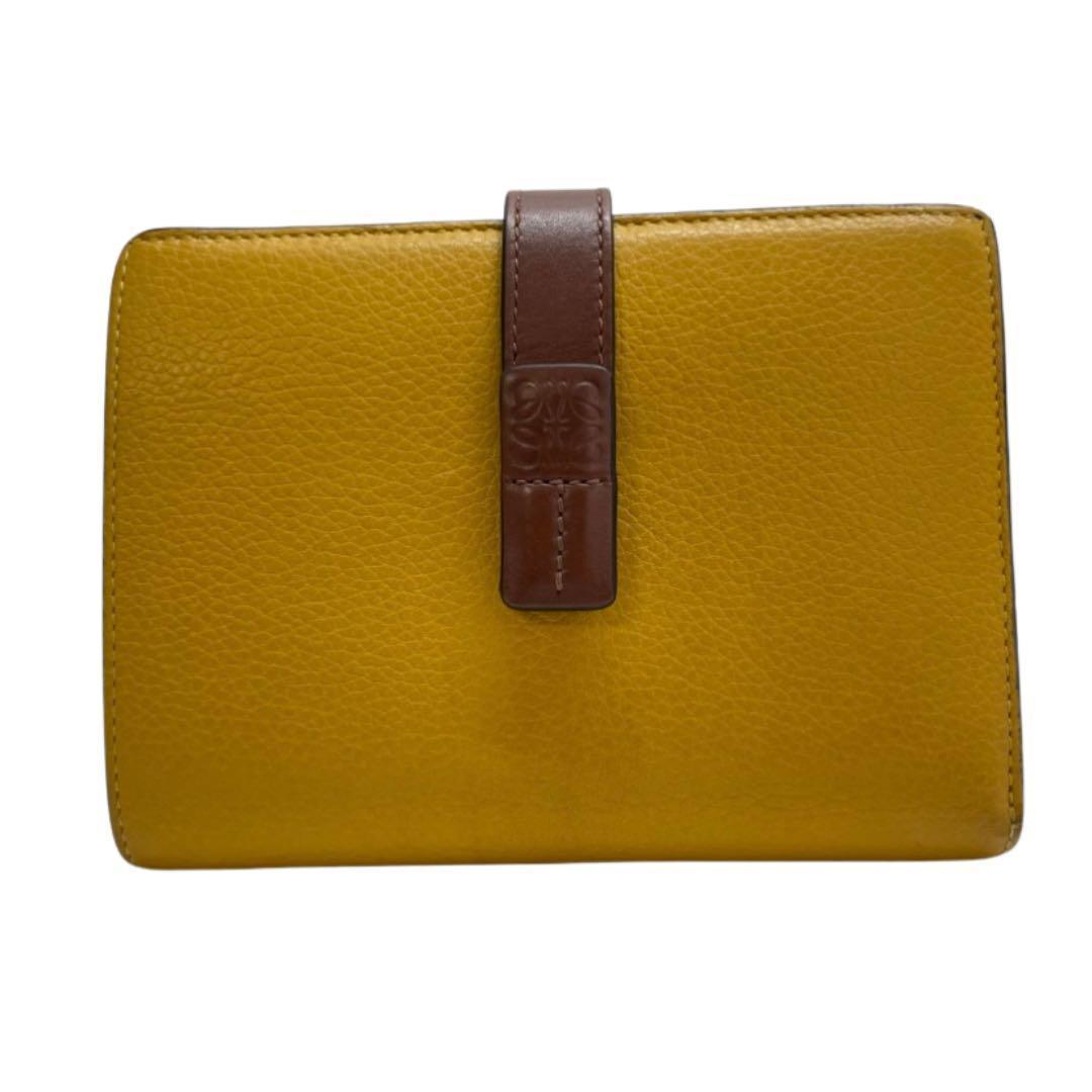 1575 LOEWE ロエベ 折り財布 アナグラム レザー イエロー