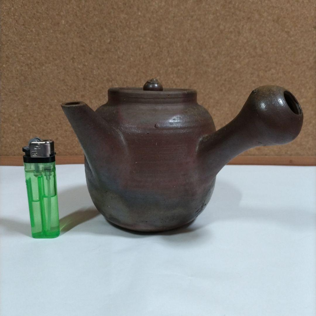 備前焼きの大きな横手急須 榊原芳山