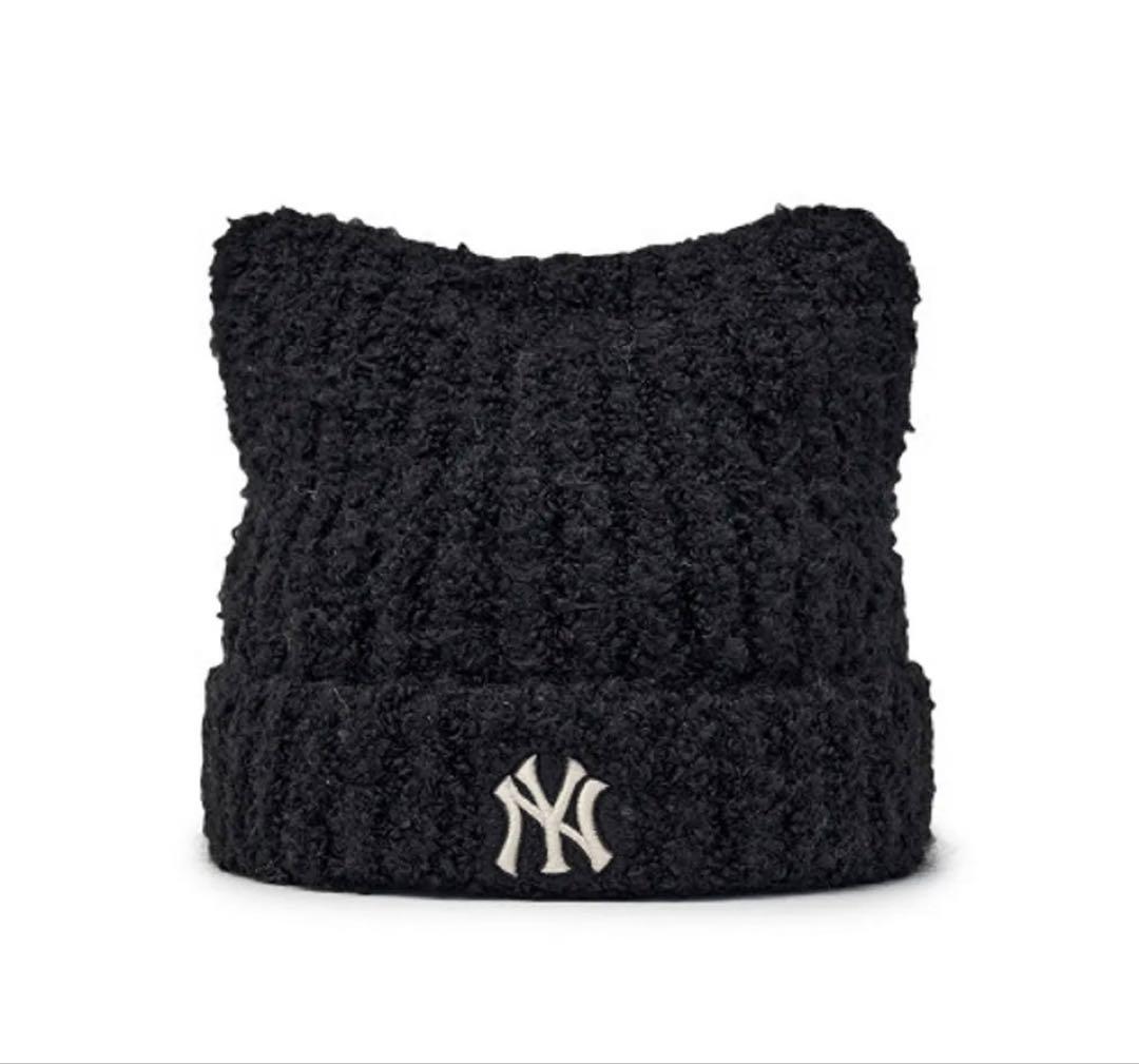 ❗️韓国限定❗️MLB プラッシュキャットビーニー ブラック カリナ着用 NY