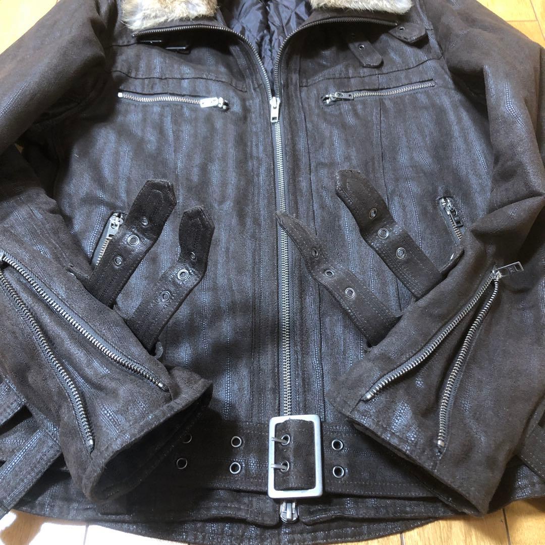 ♠️SCHLUSSEL♠️フェイクスエードライダースジャケット⭐️裏地中綿キルティング