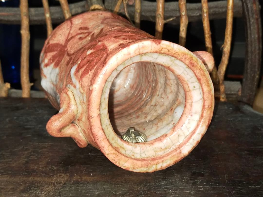 ♥志野　花器　桐箱付き　２　花瓶　掛花入れ　骨董品　アンティーク