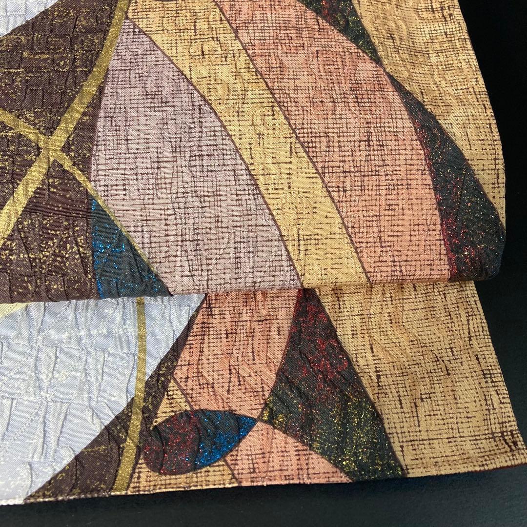 FF-212 袋帯 全通 洒落袋帯 モダン 膨れ織 正絹 芯なし 柔らか 正絹