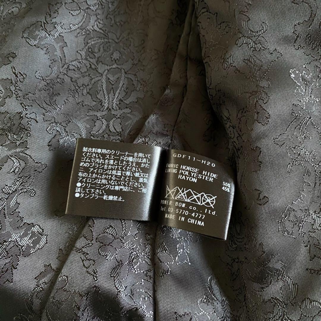 ゴスタールジフーガ 馬革 シングルライダース 総柄 裏地　レザージャケット　黒