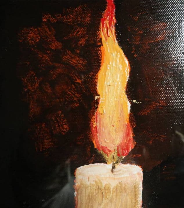 三越デパート展覧購入 絵画 高島野十郎 絵画 油彩 手描 蝋燭 肉筆