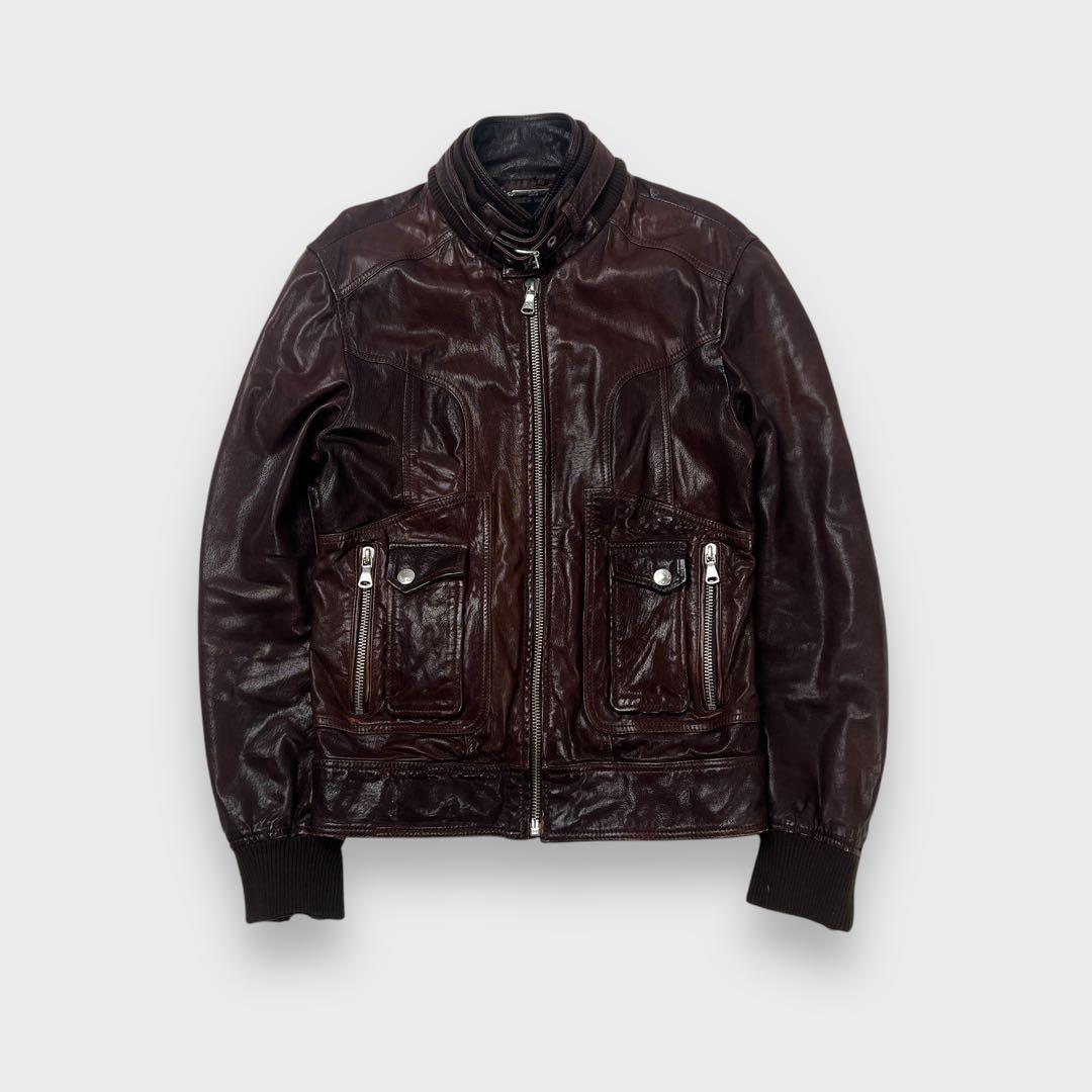 ジャケット・アウター DOLCE&GABBANA leather jacket brown D&G