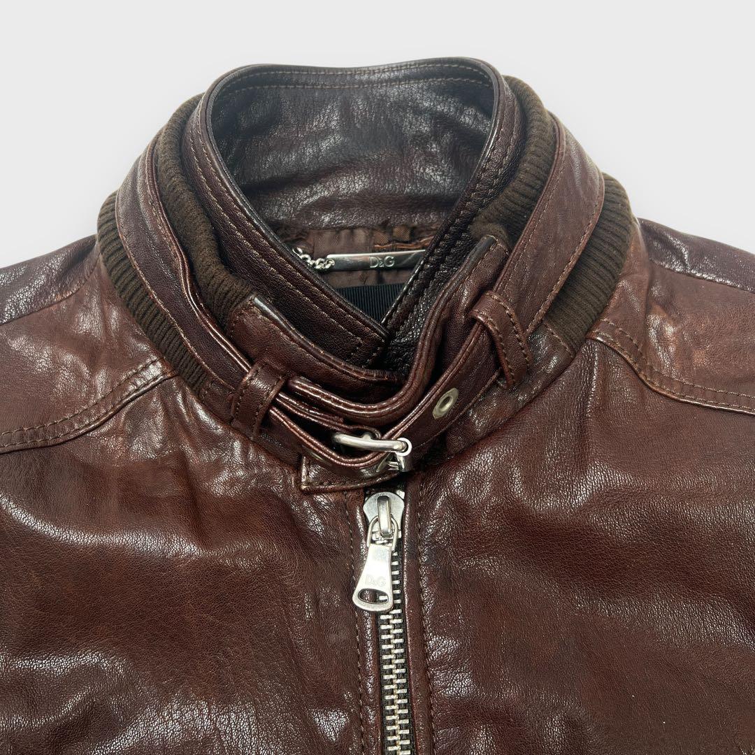 ジャケット・アウター DOLCE&GABBANA leather jacket brown D&G