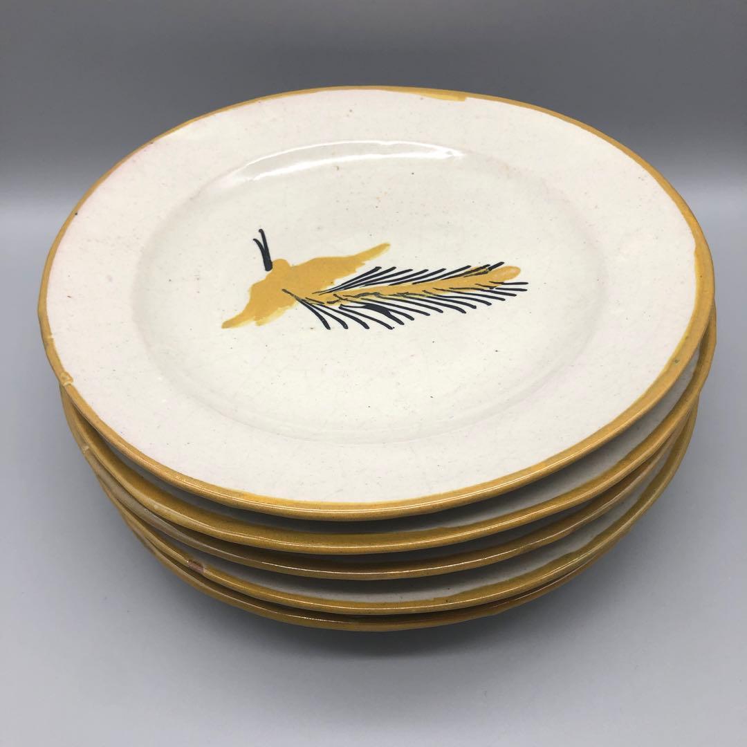 メキシコプエブラタラベラ焼ビンテージ陶器伝統工芸鳥バードお皿プレート24cm5枚