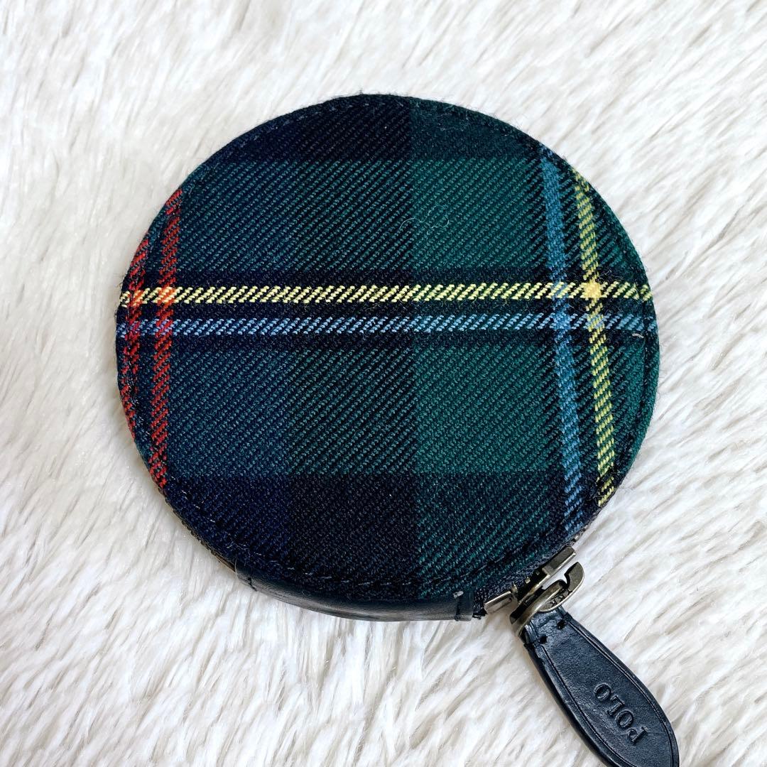 極美品 希少 ポロラルフローレン ロゴ タータンチェック 丸型 ケース