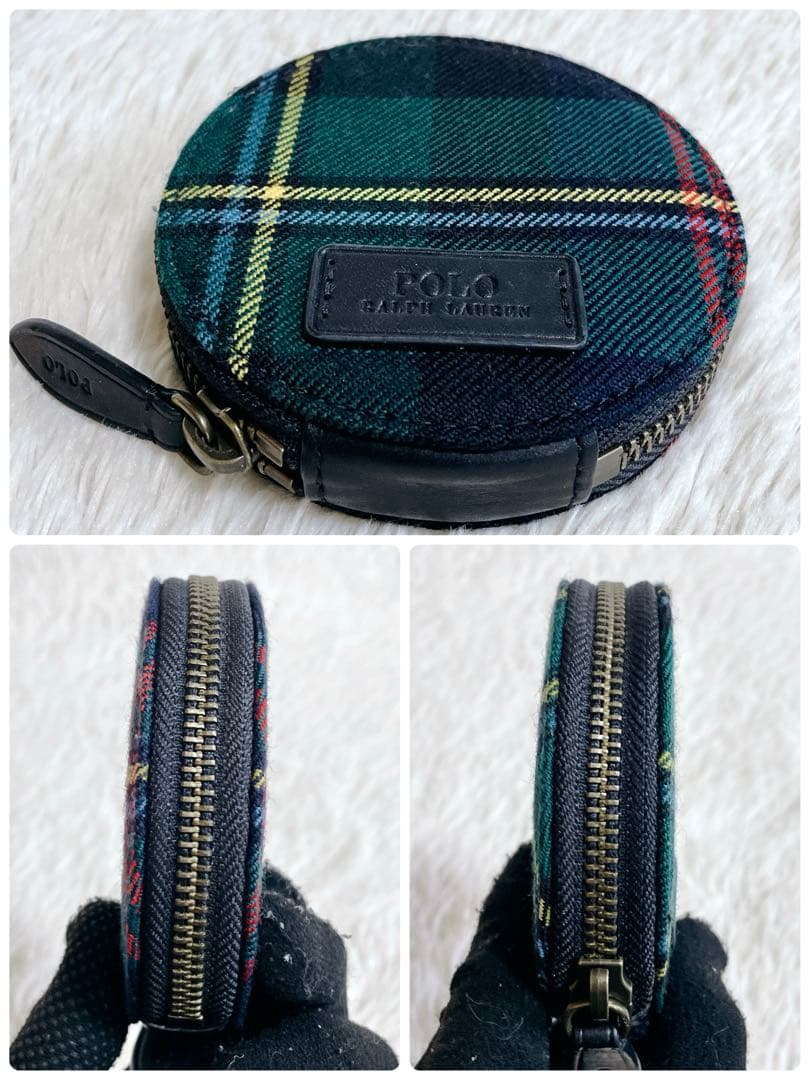 極美品 希少 ポロラルフローレン ロゴ タータンチェック 丸型 ケース