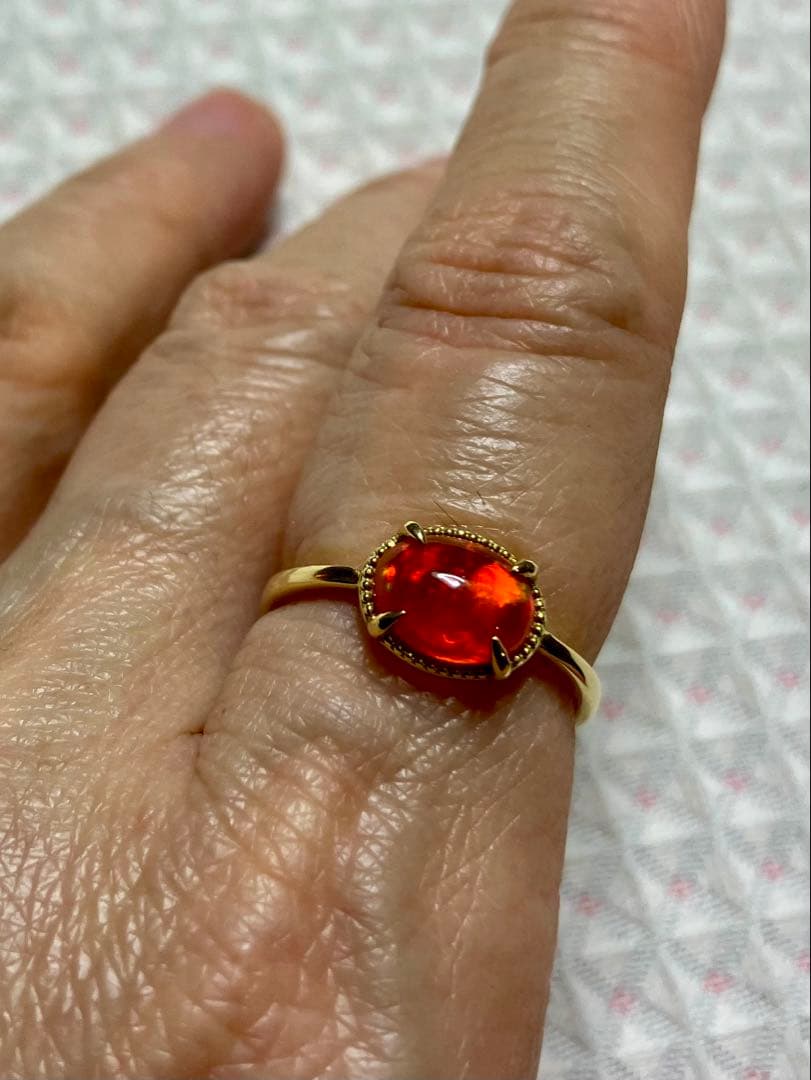 無*き様 K18＊ルシェル＊燃えるようなファイアーオパールリングてす