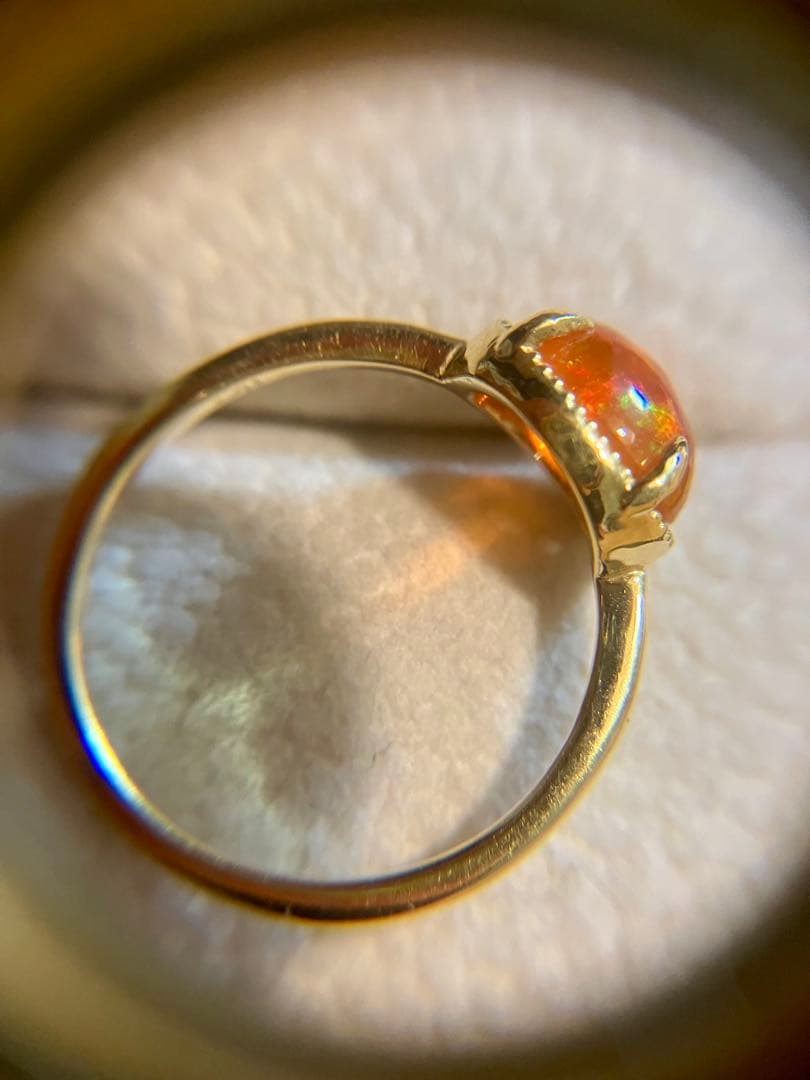 無*き様 K18＊ルシェル＊燃えるようなファイアーオパールリングてす