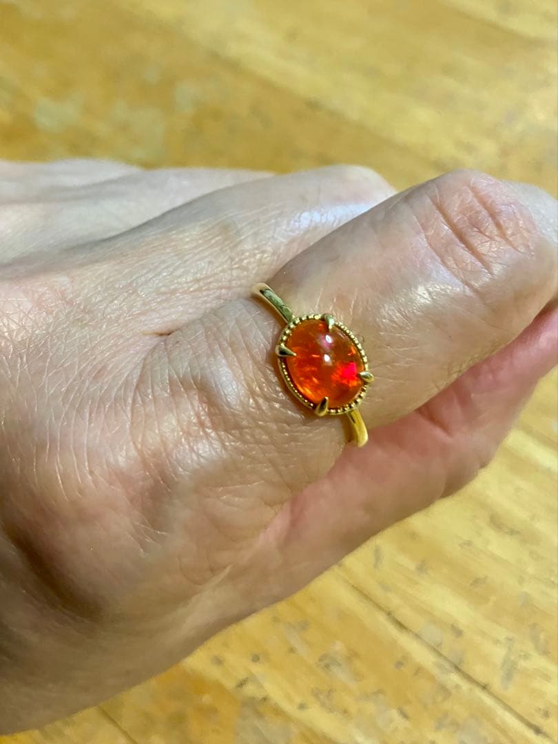 無*き様 K18＊ルシェル＊燃えるようなファイアーオパールリングてす