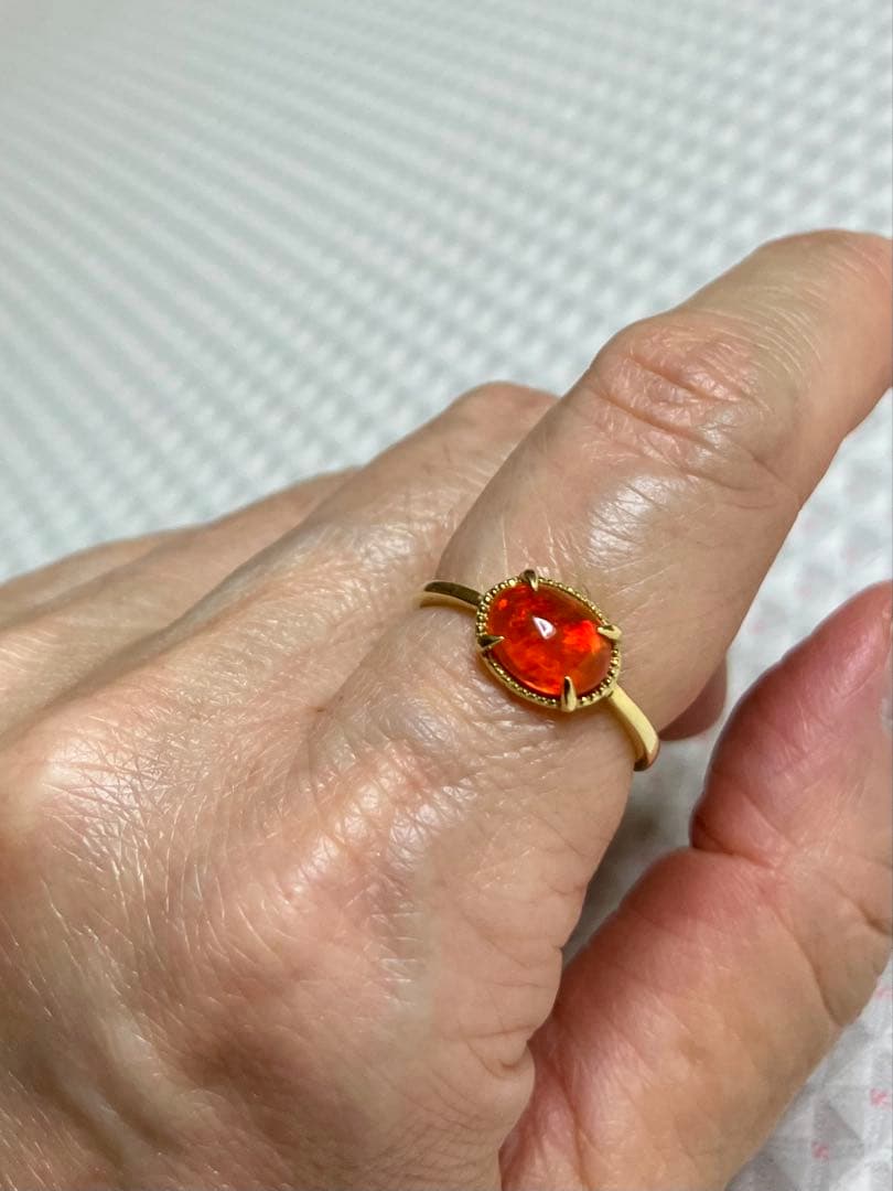 無*き様 K18＊ルシェル＊燃えるようなファイアーオパールリングてす