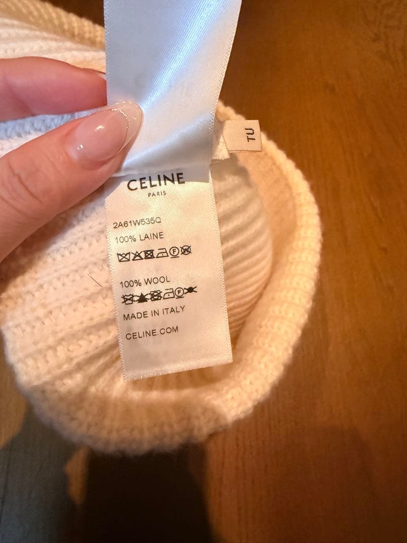 CELINE ニット帽 オフホワイト