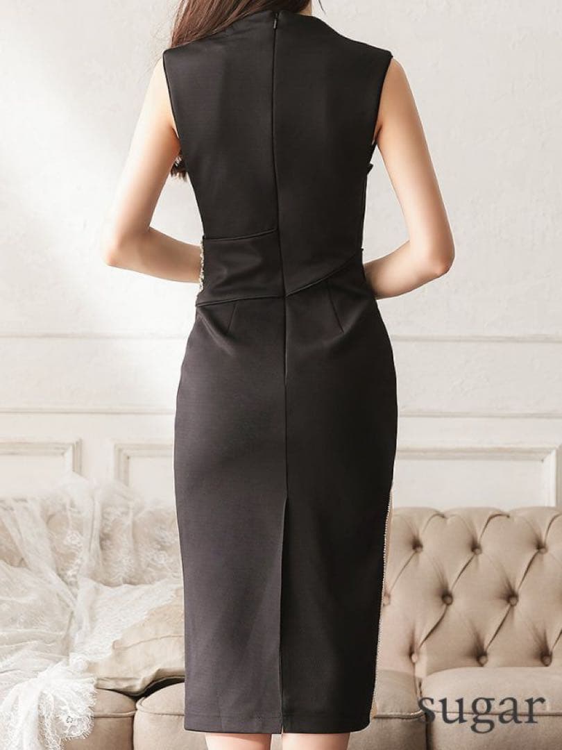 Veautt/ヴュート【OF05】ビジュー/スリット／シアー/ひざ丈／ミディアム