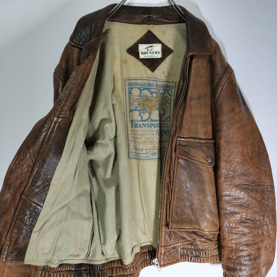 Houston ヒューストン ヴィンテージ フェード ラムレザー ジャケット L