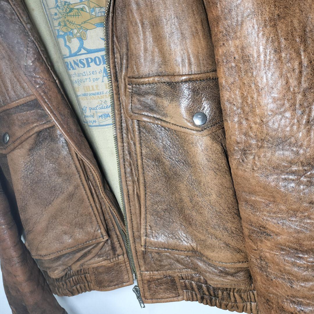 Houston ヒューストン ヴィンテージ フェード ラムレザー ジャケット L