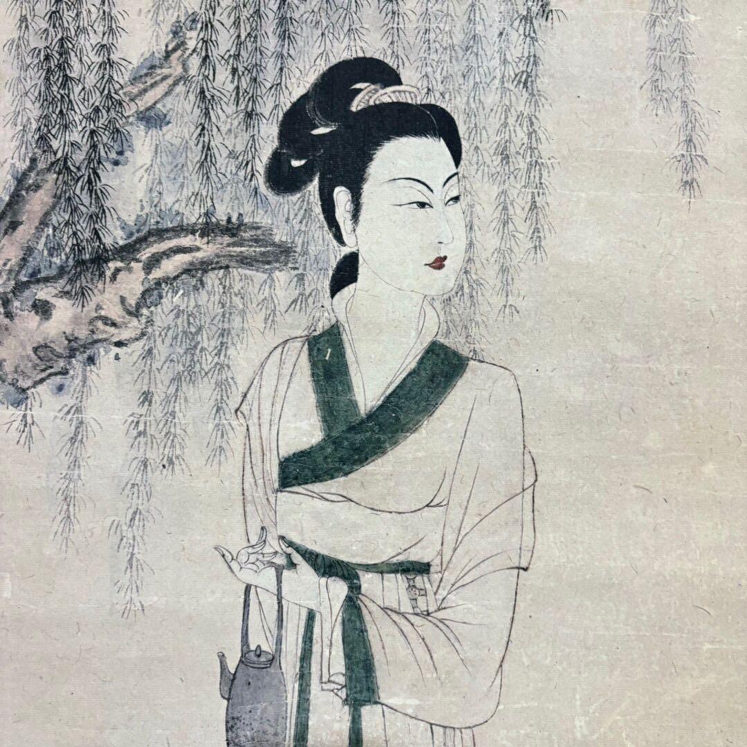 謝稚柳 人物画 掛け軸 中堂 中国絵画 書画 水墨 人物図 古美術 インテリア