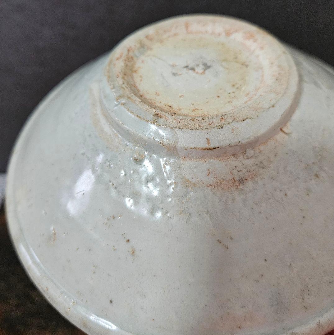 李氏朝鮮時代　半島古陶磁器　半島古美術 李朝白磁　平茶碗　夏茶碗　約16.1cm