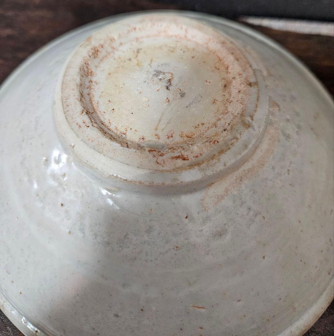 李氏朝鮮時代　半島古陶磁器　半島古美術 李朝白磁　平茶碗　夏茶碗　約16.1cm
