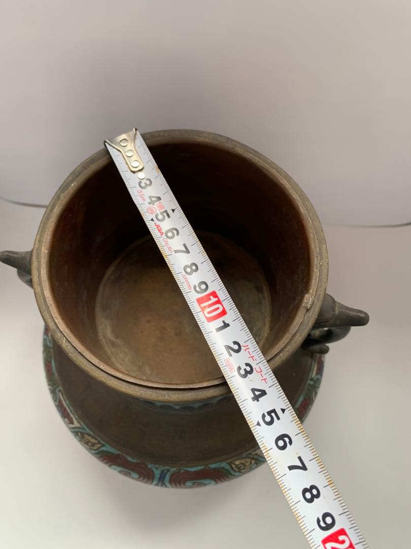 古銅　七宝饕餮文耳付瓶 大日本文政年整珉鋳　送料込み