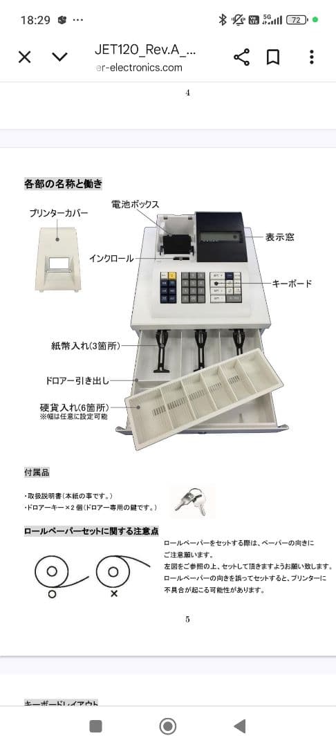 CLOVER JET120 レジスター