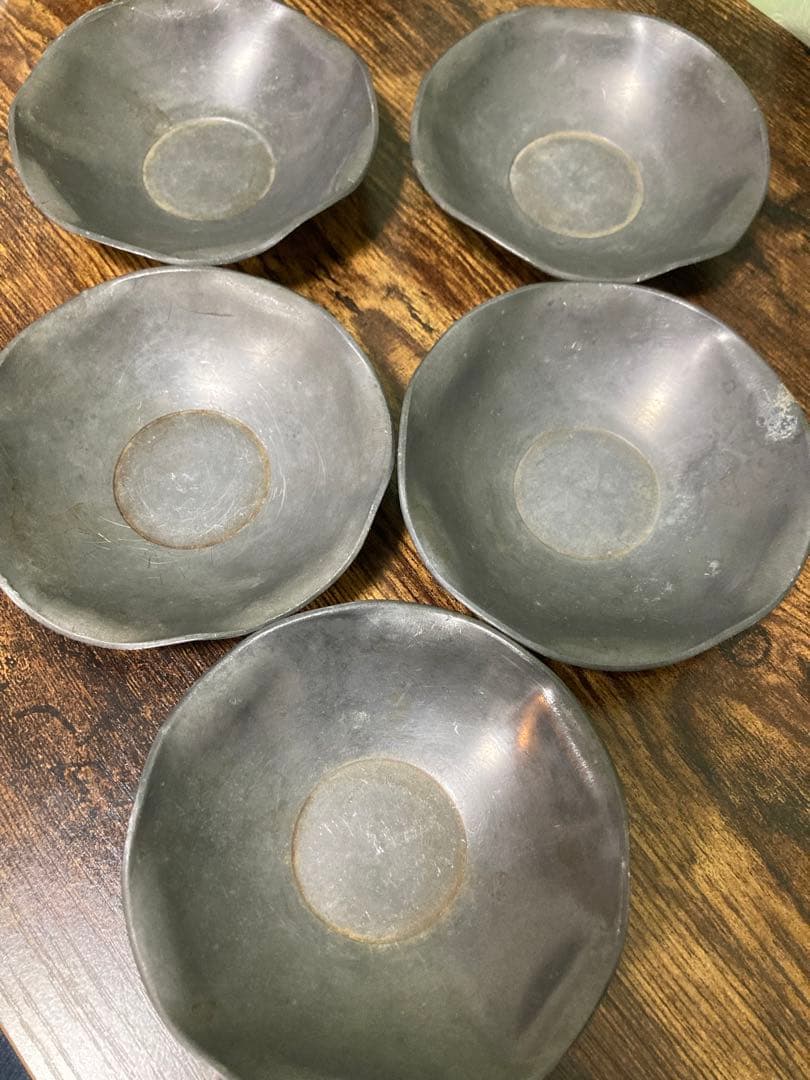 し*ん様 清 乾隆年間　錫制茶托 尚天泰款 中国 古美術　煎茶道具 古錫造 時代