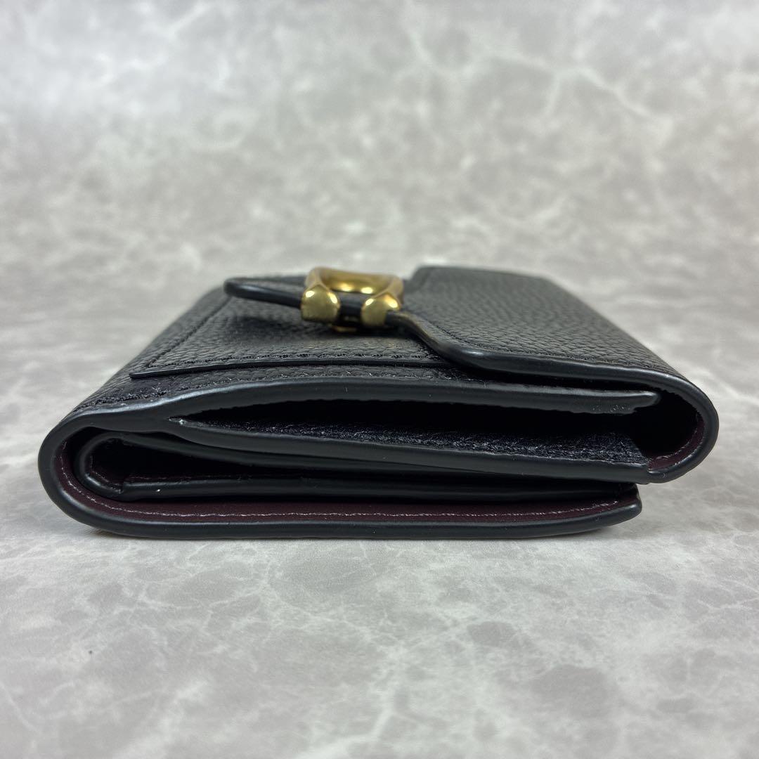 COACH タビースモールウォレット ブラック レザー コンパクト 二つ折り財布