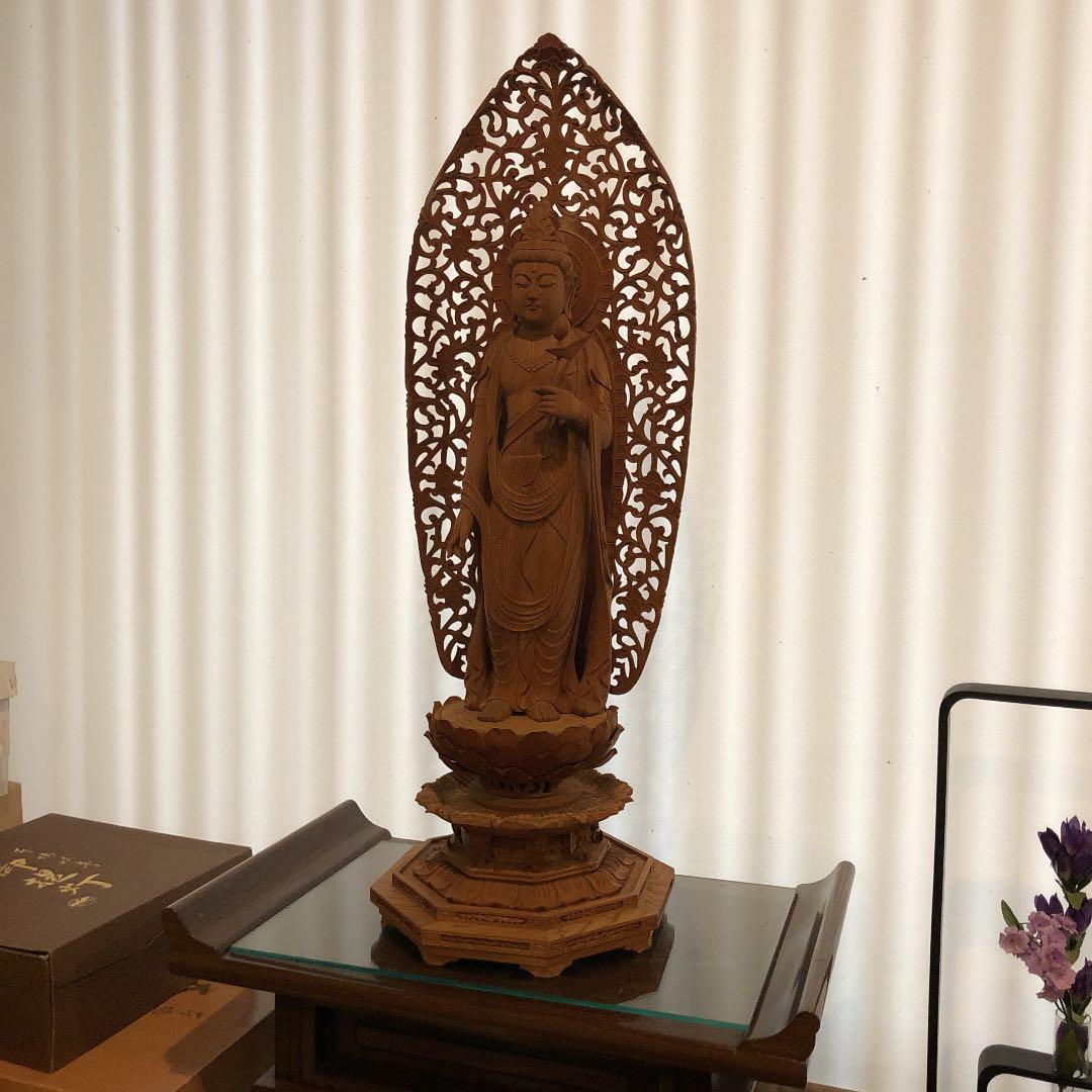 木像　聖観音立像　高さ80cm