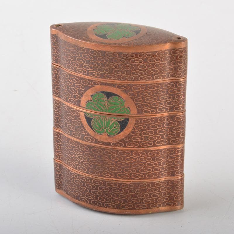 時代提げ物　古七宝　三つ葉葵文　印籠　V　6629