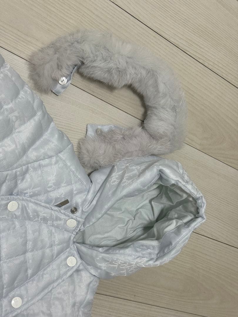 babydior ロンパース　ダウン　水色　ファー　12M 80 B品