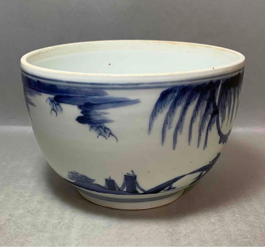 茶道具　染付山水水指