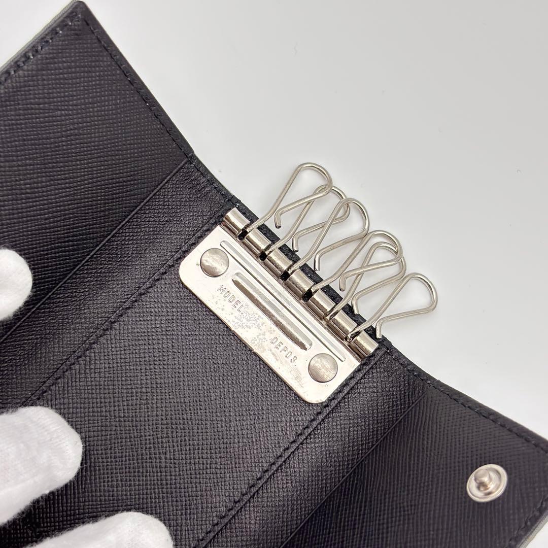 【箱付き未使用級】プラダ ６連 キーケース ナイロン×レザー 三角ロゴ グレー