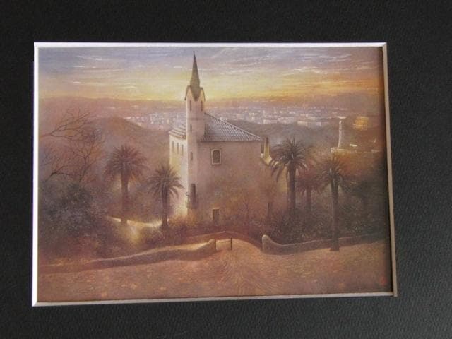 福井良佑、【晩鐘】、希少な額装用画集より、新品額装付、状態良好