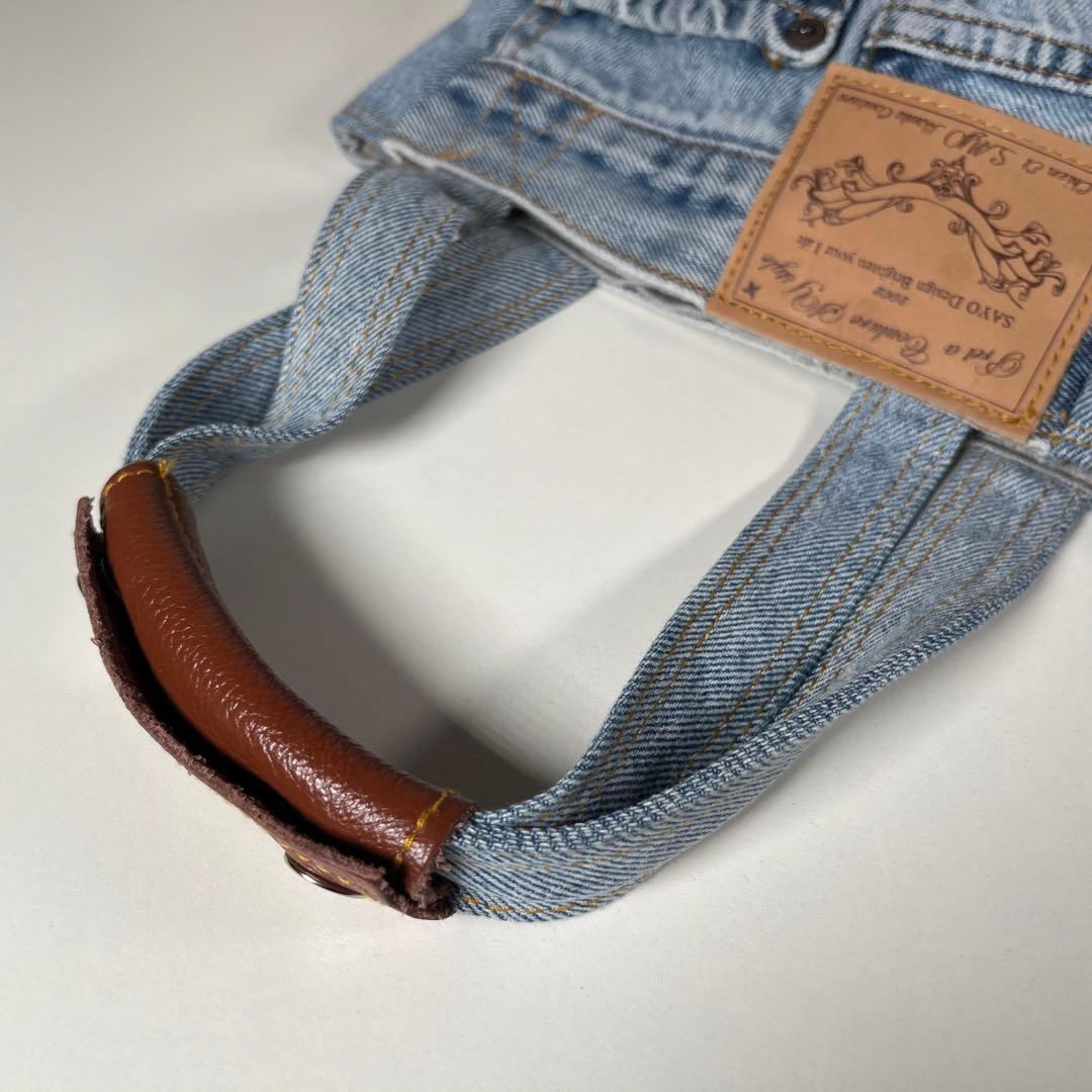 【美品】ルシアンエサヨ キャリーバッグ ハンド デニム バケツ型 リメイク