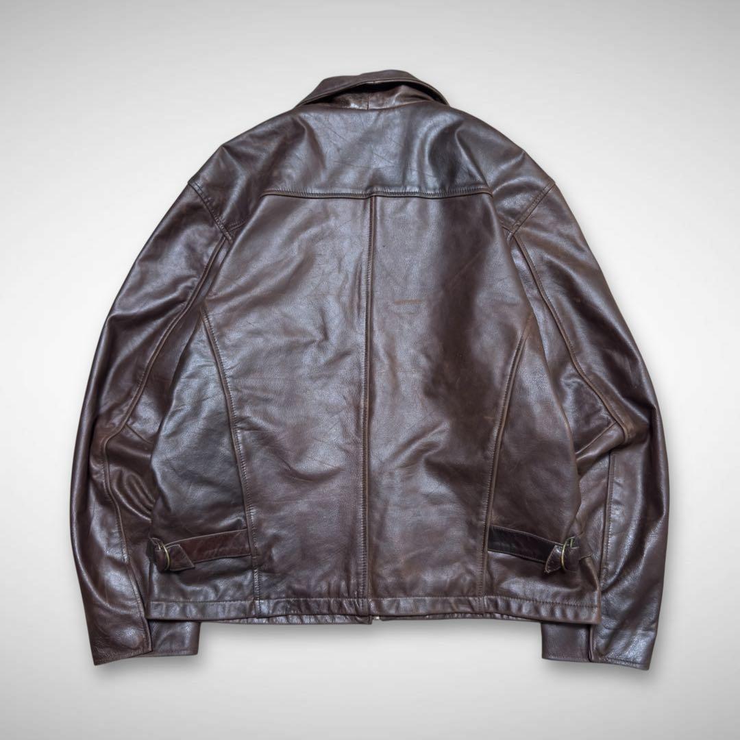 シングルライダースレザージャケット ドリズラージャケットチョコレートブラウン短丈