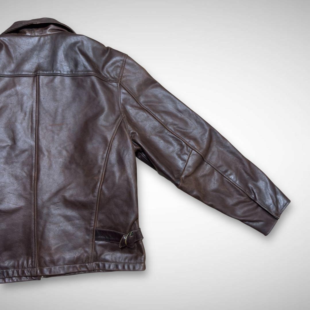 シングルライダースレザージャケット ドリズラージャケットチョコレートブラウン短丈