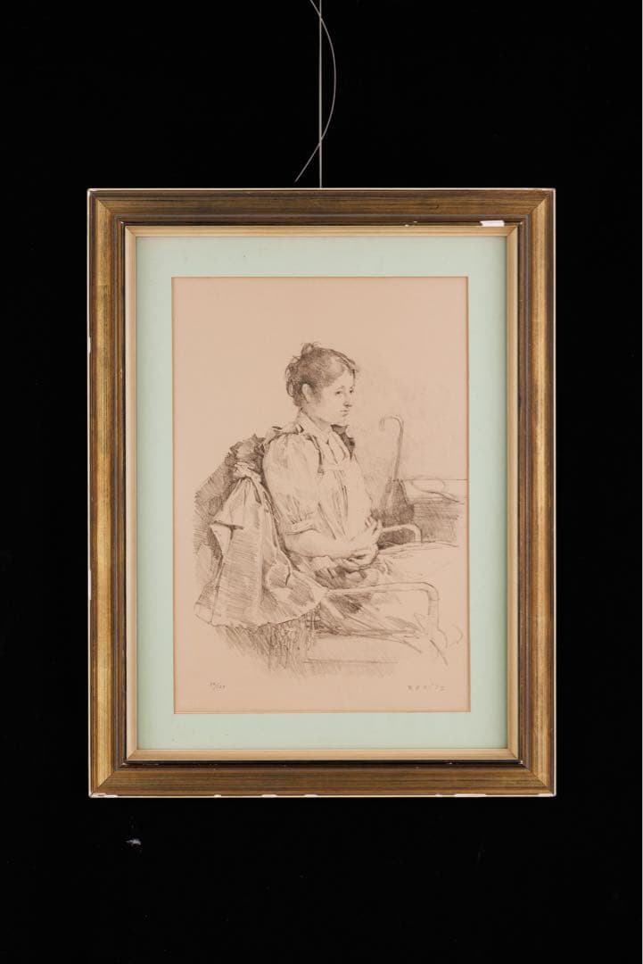 小磯良平　少女　リトグラフ80/125保証