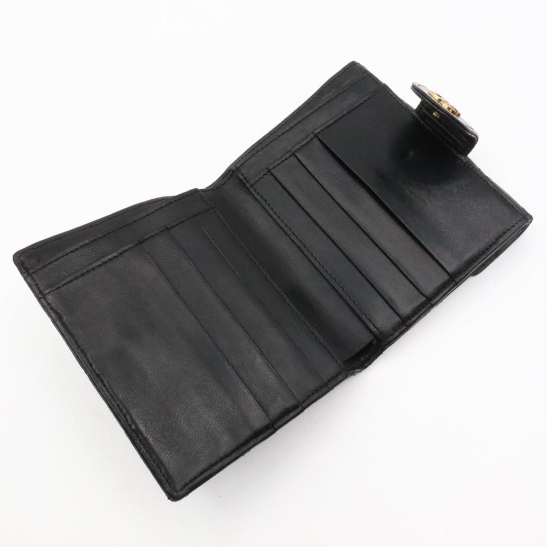 美品　シャネル　ビコローレ　ラムスキン　Wホック財布　ブラック